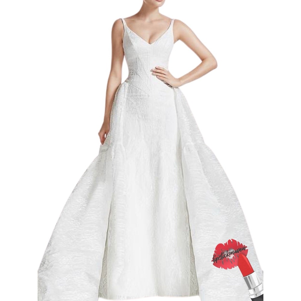 Truly Zac Posen Bridal Gown Womens 10 Soft White Tank Bonded Lace Wedding Dress